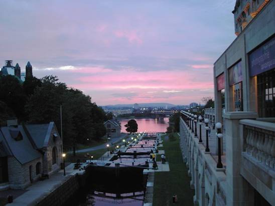 Fig. 3: Sunset over Ottawa River. To the right is the Canadian Museum of Contemporary Photography