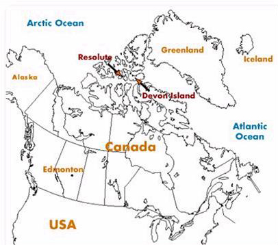 Map of Canada, highlighting Devon Island